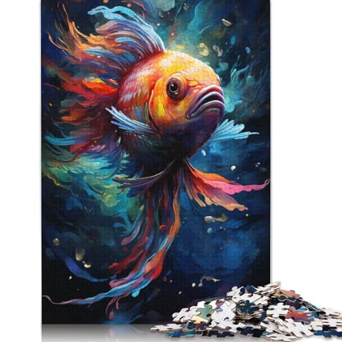 Puzzle für Erwachsene farbenfrohes psychedelisches Goldfischtier 1000 Teile Puzzle für Erwachsene und Familien Papierpuzzle Lernspiel 1000 Teile (38 x 26 cm) von wuzihanptpt