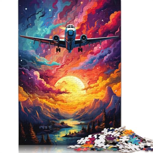 Puzzle für Erwachsene farbenfrohes psychedelisches Himmelsflugzeug 1000 Teile Puzzle für Erwachsene Geschenke aus Papier Puzzles für Kinder ab Jahren Lernspiel Herausforderungsspielzeug von wuzihanptpt