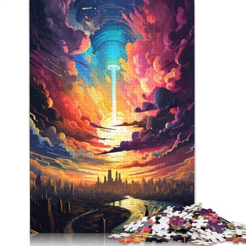 Puzzle für Erwachsene farbenfrohes psychedelisches Himmelsstadt-Puzzle für Erwachsene 1000 Teile Papierpuzzle für Erwachsene und Kinder ab 10 Jahren Denksportspiel 1000 Teile (38 x 26 cm) von wuzihanptpt