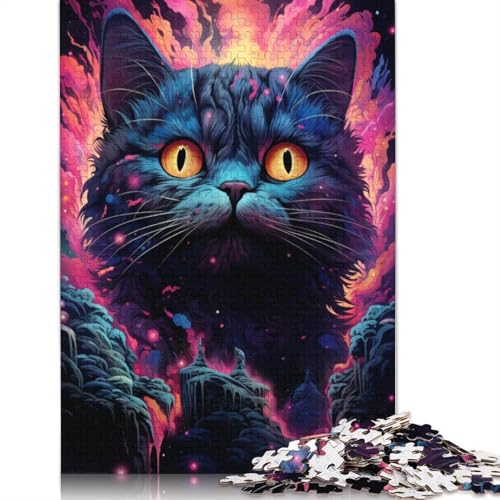 Puzzle für Erwachsene farbenfrohes psychedelisches Katzen-Puzzle der Zukunft 1000 Teile Papierpuzzle für Erwachsene und Kinder ab 10 Jahren Geschenk zum Geburtstag 1000 Teile (38 x 26 cm) von wuzihanptpt