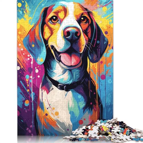 Puzzle für Erwachsene farbenfrohes psychedelisches Kunst-Farbhund-Puzzle für Erwachsene 1000-teiliges Holzpuzzle für Erwachsene und Kinder ab 10 Jahren Denksportspiel 1000 Teile (75 x 50 cm) von wuzihanptpt