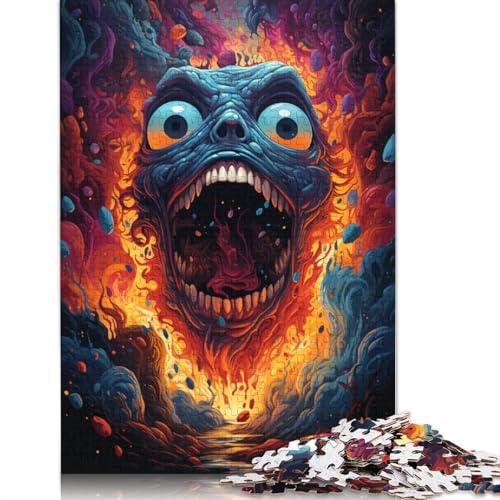 Puzzle für Erwachsene farbenfrohes psychedelisches Puzzle mit bösem Totenkopf 1000-teiliges Holzpuzzle für Erwachsene und Kinder ab 10 Jahren Heimkunstdekor 1000 Teile (75 x 50 cm) von wuzihanptpt