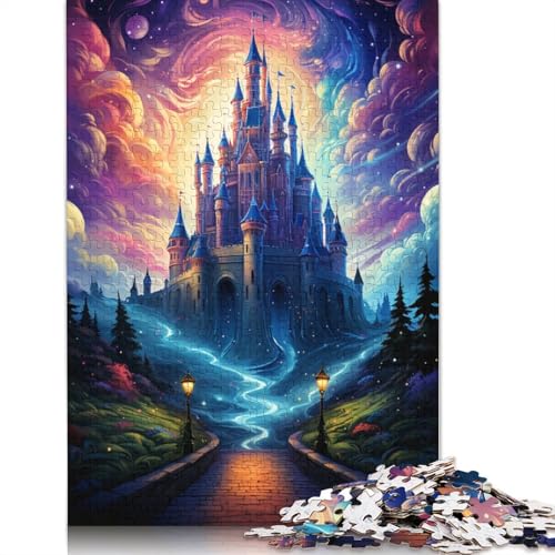 Puzzle für Erwachsene farbenfrohes psychedelisches Schloss Puzzle für Erwachsene 1000 Teile Holzpuzzle Teenager- und Kinderspiel Spielzeug für Erwachsene 1000 Teile (75 x 50 cm) von wuzihanptpt