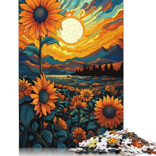 Puzzle für Erwachsene farbenfrohes psychedelisches Sonnenblumen-Puzzle 1000 Teile Puzzle für Erwachsene und Kinder Holzpuzzle für Erwachsene und Kinder ab 10 Jahren tolles Geschenk für Erwachsene von wuzihanptpt