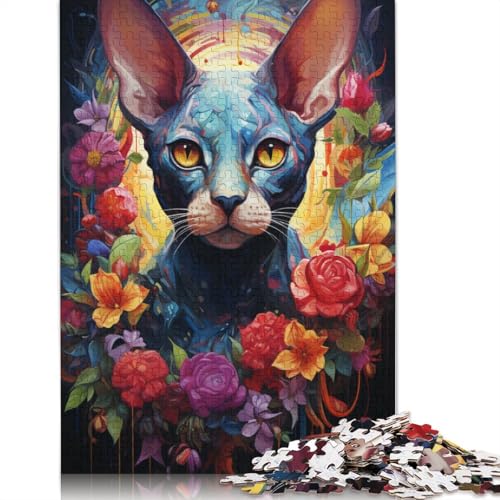 Puzzle für Erwachsene farbenfrohes psychedelisches Sphinx-Katzen-Puzzle für Erwachsene 1000 Teile Papierpuzzle für Erwachsene und Kinder ab einem Alter von 10 Jahren Heimkunstdekor von wuzihanptpt