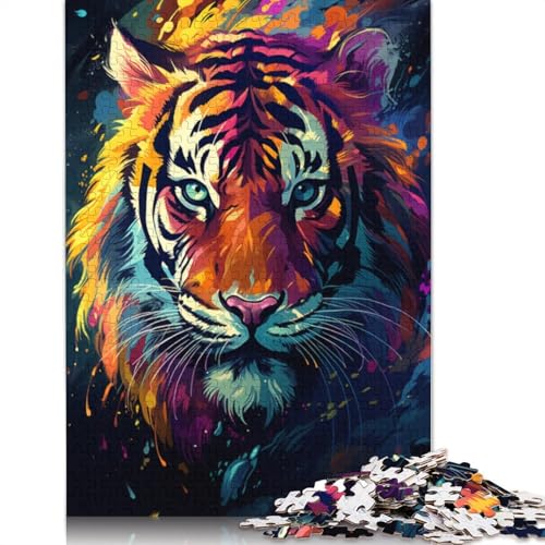 Puzzle für Erwachsene farbenfrohes psychedelisches sibirisches Feuertiger-Puzzle für Erwachsene 1000 Teile Papierpuzzle für Erwachsene und Kinder ab Alter Geschenk zum Geburtstag von wuzihanptpt