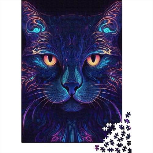 Puzzle für Erwachsene geheimnisvolle Katze 500 Teile für Erwachsene geeignet für Erwachsene und Jugendliche ab 12 Jahren Holzbrett-Puzzle lustige Puzzle-Spiele 500 Teile (52 x 38 cm) von wuzihanptpt