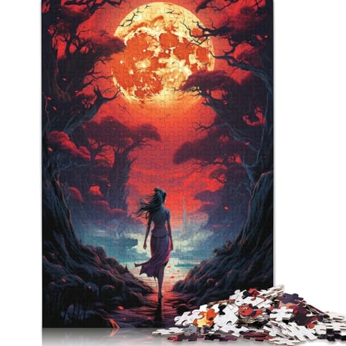 Puzzle für Erwachsene mit 1000 Teilen „Blutmond am Himmel“ Puzzle für Erwachsene Holzpuzzle Spielzeug Wanddekoration 1000 Teile (75 x 50 cm) von wuzihanptpt