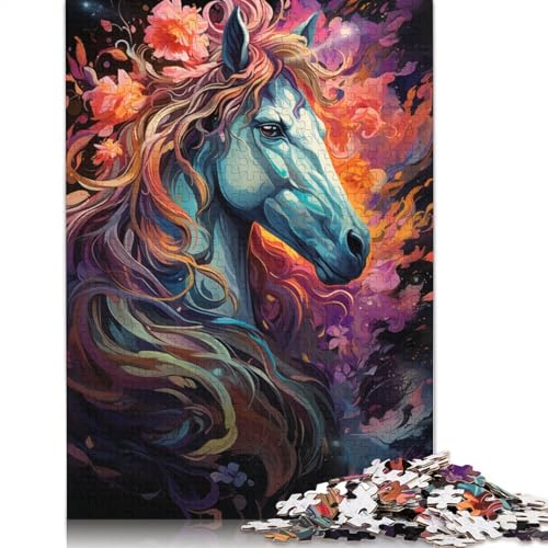 Puzzle für Erwachsene mit 1000 Teilen „Bunte Pferde auf dem Planeten“ Puzzle für Erwachsene Papierpuzzle Spielzeug Wanddekoration 1000 Teile (38 x 26 cm) von wuzihanptpt