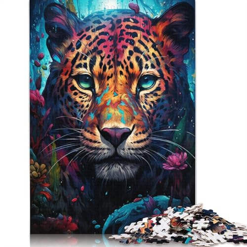 Puzzle für Erwachsene mit 1000 Teilen Aquarellmalerei Leoparden-Puzzle für Erwachsene Papierpuzzle Familienspiele Weihnachts- und Geburtstagsgeschenke 1000 Teile (38 x 26 cm) von wuzihanptpt