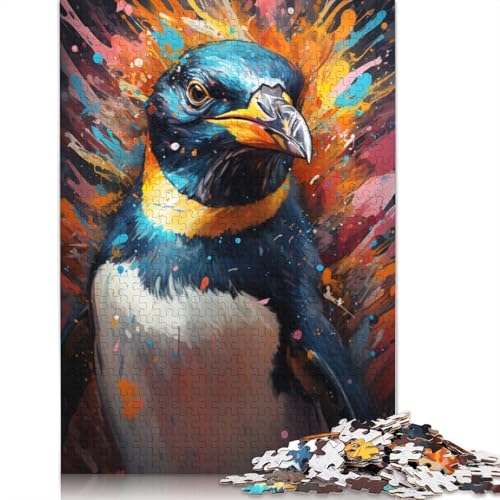 Puzzle für Erwachsene mit 1000 Teilen Malen Farbe Pinguin Puzzle für Erwachsene Holzpuzzle Puzzle für Erwachsene Lernspiel Herausforderungsspielzeug 1000 Teile (75 x 50 cm) von wuzihanptpt