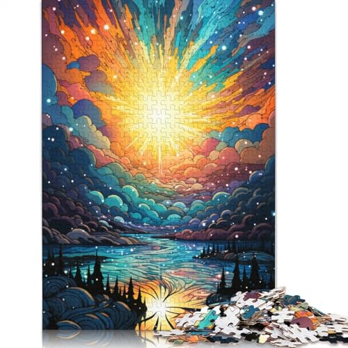 Puzzle für Erwachsene mit 1000 Teilen Neonlandschaft farbenfrohes psychedelisches Puzzle für Erwachsene Papierpuzzle Spielzeug Wanddekoration 1000 Teile (38 x 26 cm) von wuzihanptpt