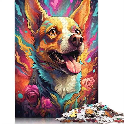 Puzzle für Erwachsene mit 1000 Teilen Psychedelischer Chihuahua-Hund Puzzle für Erwachsene Papierpuzzle Familienspiele Weihnachts- und Geburtstagsgeschenke 1000 Teile (38 x 26 cm) von wuzihanptpt