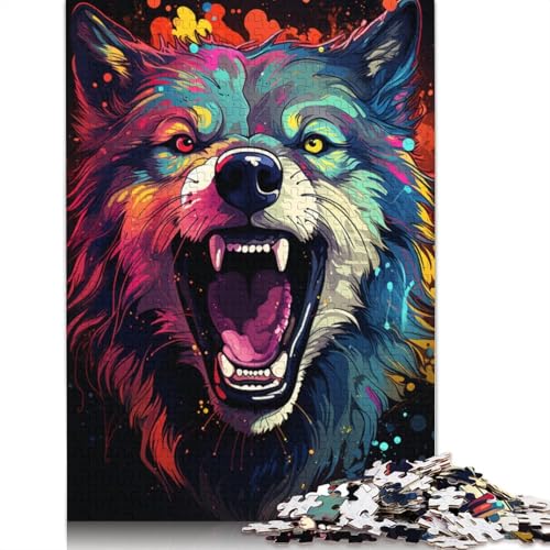 Puzzle für Erwachsene mit 1000 Teilen Psychedelischer Farbwolf Puzzle für Erwachsene Holzpuzzle Puzzle – anspruchsvolles Spiel 1000 Teile (75 x 50 cm) von wuzihanptpt