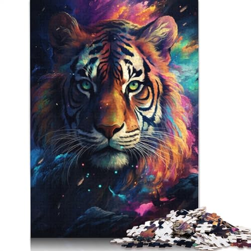 Puzzle für Erwachsene mit 1000 Teilen Psychedelischer Tiger Puzzle für Kinder Holzpuzzle Lernspiel für Erwachsene und Kinder 1000 Teile (75 x 50 cm) von wuzihanptpt