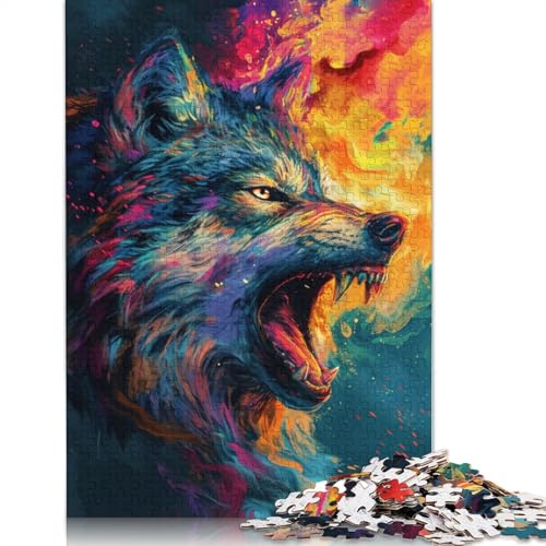 Puzzle für Erwachsene mit 1000 Teilen bizarres Puzzle „Wütender Wolf“ Papierpuzzle für Erwachsene Spielzeug-Wanddekoration 1000 Teile (38 x 26 cm) von wuzihanptpt