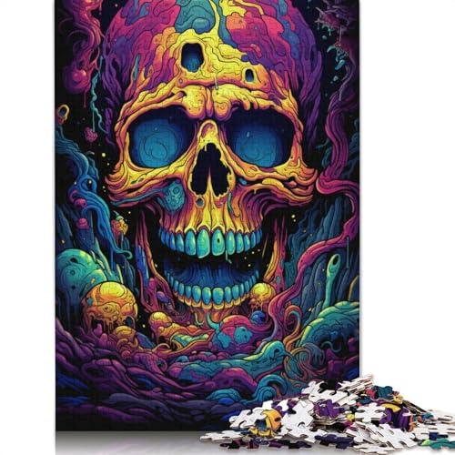 Puzzle für Erwachsene mit 1000 Teilen bizarres buntes Totenkopf-Puzzle für Erwachsene Holzpuzzle Spielzeug Wanddekoration 1000 Teile (75 x 50 cm) von wuzihanptpt