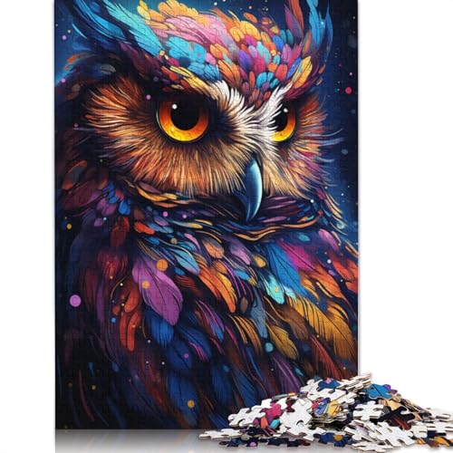 Puzzle für Erwachsene mit 1000 Teilen farbenfrohe Psychedelia der galaktischen Eule Puzzle für Erwachsene Papierpuzzle Lernspiele für Erwachsene und Kinder 1000 Teile (38 x 26 cm) von wuzihanptpt