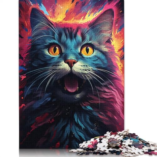 Puzzle für Erwachsene mit 1000 Teilen farbenfrohe Psychedelia der kosmischen Weltraumkatzen Puzzle für Erwachsene Papierpuzzle Lernspiele für Erwachsene und Kinder 1000 Teile (38 x 26 cm) von wuzihanptpt