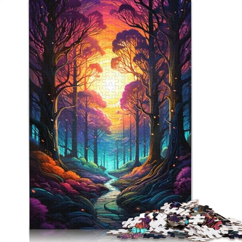 Puzzle für Erwachsene mit 1000 Teilen farbenfrohe Psychedelie im dunklen Wald Puzzle für Kinder Papierpuzzle Lernspiel für Erwachsene und Kinder 1000 Teile (38 x 26 cm) von wuzihanptpt