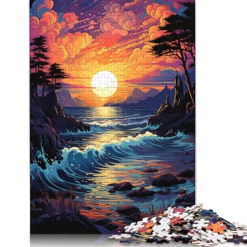 Puzzle für Erwachsene mit 1000 Teilen farbenfrohes Fantasie-Sonnenuntergangs-Landschaftspuzzle für Erwachsene Papierpuzzle Spielzeug Wanddekoration 1000 Teile (38 x 26 cm) von wuzihanptpt