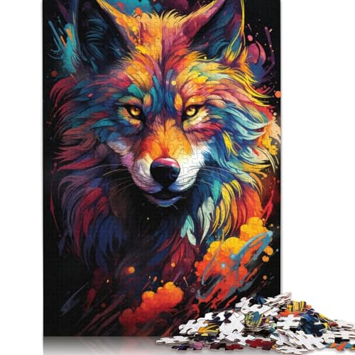 Puzzle für Erwachsene mit 1000 Teilen farbenfrohes psychedelisches Fantasie-Wolf-Puzzle für Erwachsene Holzpuzzle Familienspiele Weihnachts- und Geburtstagsgeschenke 1000 Teile (75 x 50 cm) von wuzihanptpt