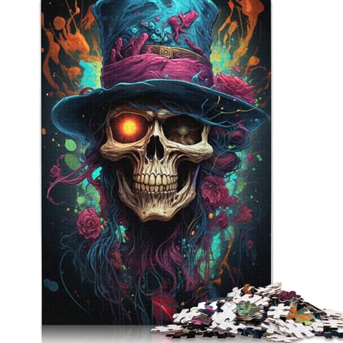 Puzzle für Erwachsene mit 1000 Teilen farbenfrohes psychedelisches Gangster-Totenkopf-Puzzle für Erwachsene Holzpuzzle Puzzle für Erwachsene Lernspiel Herausforderungsspielzeug von wuzihanptpt