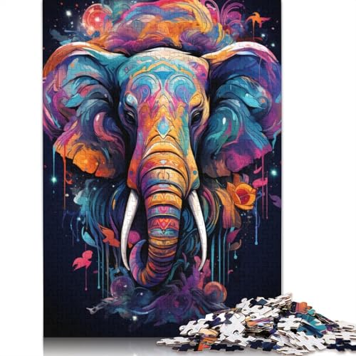 Puzzle für Erwachsene mit 1000 Teilen farbenfrohes psychedelisches Gemälde Elefanten-Puzzle für Erwachsene Holzpuzzle Geschenke für Erwachsene 1000 Teile (75 x 50 cm) von wuzihanptpt