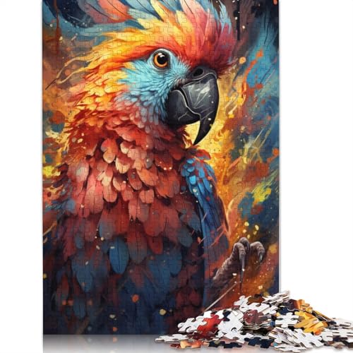 Puzzle für Erwachsene mit 1000 Teilen farbenfrohes psychedelisches Gemälde eines Nymphensittichs Puzzle für Erwachsene Papierpuzzle Spielzeug Wanddekoration 1000 Teile (38 x 26 cm) von wuzihanptpt