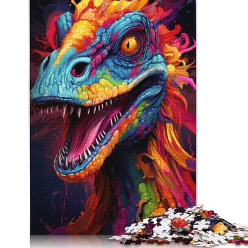 Puzzle für Erwachsene mit 1000 Teilen farbenfrohes psychedelisches Gemälde von Dinosauriern Puzzle für Erwachsene Holzpuzzle Puzzle für Erwachsene Lernspiel Herausforderungsspielzeug von wuzihanptpt