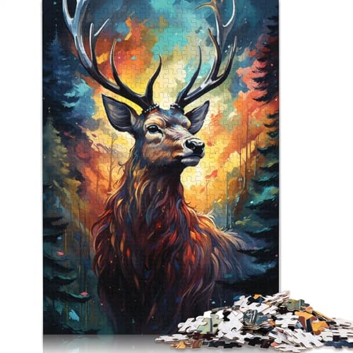 Puzzle für Erwachsene mit 1000 Teilen farbenfrohes psychedelisches Hirsch-Tier-Puzzle für Kinder Holzpuzzle Lernspiel Herausforderungsspielzeug 1000 Teile (75 x 50 cm) von wuzihanptpt