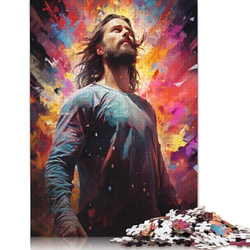 Puzzle für Erwachsene mit 1000 Teilen farbenfrohes psychedelisches Ölgemälde von Jesus Puzzle für Erwachsene Holzpuzzle Erwachsene und Kinder 1000 Teile (75 x 50 cm) von wuzihanptpt