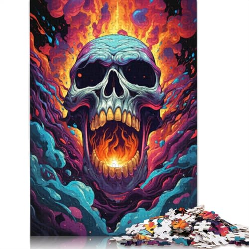 Puzzle für Erwachsene mit 1000 Teilen farbenfrohes psychedelisches Totenkopf-Puzzle mit Abstand für Erwachsene Papierpuzzle Spielzeug Wanddekoration 1000 Teile (38 x 26 cm) von wuzihanptpt