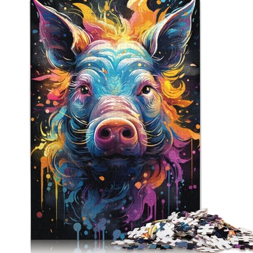 Puzzle für Erwachsene mit 1000 Teilen farbenfrohes süßes Schweinchen-Puzzle für Erwachsene Holzpuzzle Lernspiele für Erwachsene und Kinder 1000 Teile (75 x 50 cm) von wuzihanptpt