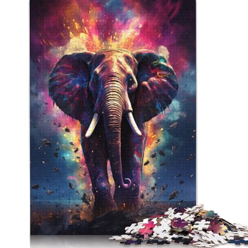 Puzzle für Erwachsene mit 1000 Teilen farbiges Elefanten-Puzzle für Erwachsene Papierpuzzle Spielzeug Wanddekoration 1000 Teile (38 x 26 cm) von wuzihanptpt