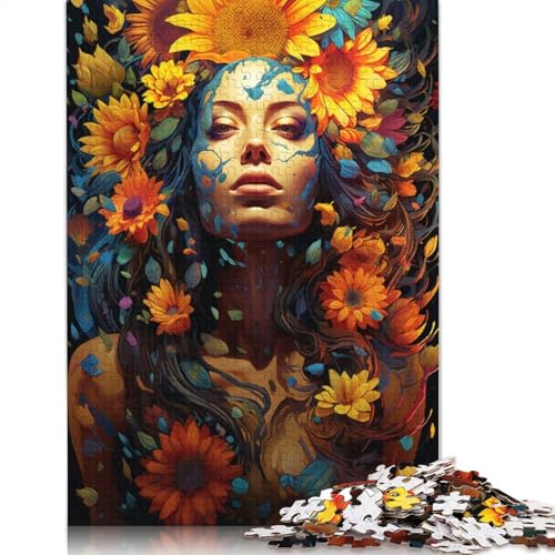 Puzzle für Erwachsene mit 1000 Teilen farbiges Sonnenblumenmädchen-Puzzle für Erwachsene Papierpuzzle Spielzeug Wanddekoration 1000 Teile (38 x 26 cm) von wuzihanptpt