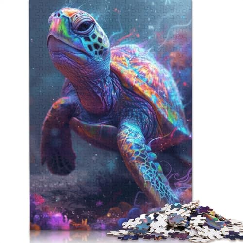 Puzzle für Erwachsene psychedelische Bunte Schildkröte 1000 Teile Puzzle aus Holz für Erwachsene und Kinder ab Jahren „Staycation Kill Time“ 1000 Teile (75 x 50 cm) von wuzihanptpt