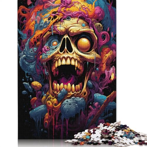 Puzzle für Erwachsene psychedelisches Gemälde Totenkopf-Dämon 1000-teilig Puzzle für Erwachsene und Kinder Holzpuzzle für Erwachsene und Kinder ab 10 Jahren tolles Geschenk für Erwachsene von wuzihanptpt