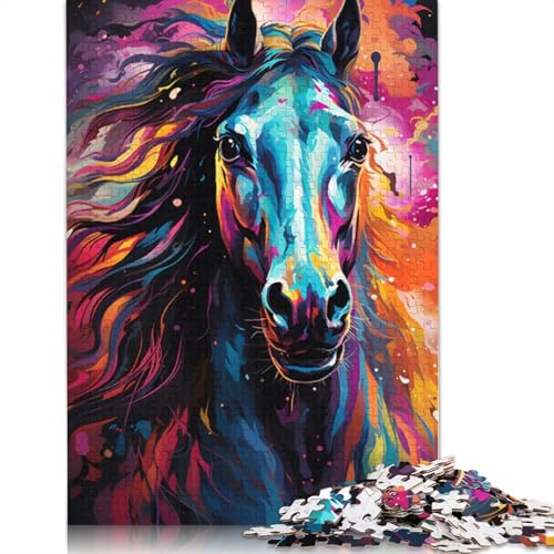 Puzzle für Erwachsene psychedelisches Gemälde buntes Pferd 1000 Teile Puzzle für Erwachsene Papierpuzzle für Erwachsene und Kinder schwierige schwere Puzzles für Frauen und Männer von wuzihanptpt