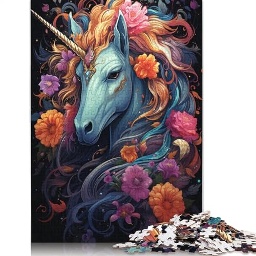 Puzzle für Erwachsene psychedelisches buntes Einhorn-Puzzle für Erwachsene 1000-teiliges Holzpuzzle für Erwachsene und Kinder ab einem Alter von 10 Jahren Heimkunstdekor 1000 Teile (75 x 50 cm) von wuzihanptpt