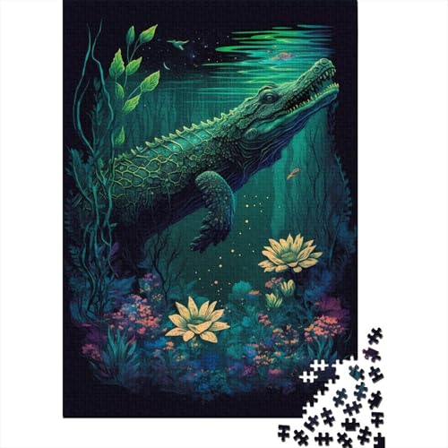 Puzzle für Erwachsene skurriles Krokodil 1000 Teile Puzzle aus Holz für Erwachsene Teenager ab 12 Jahren Lernspiel 1000 Teile (75 x 50 cm) von wuzihanptpt