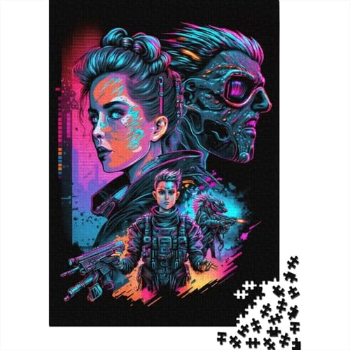 Puzzle für Erwachsene und Jugendliche 500 Teile Neon-Roboter Puzzle für Erwachsene Holzbrett-Puzzle anspruchsvolles Spiel Puzzles 500 Teile (52 x 38 cm) von wuzihanptpt