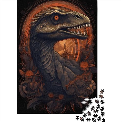 Puzzle für Teenager stilvoller Velociraptor für Erwachsene 500 Teile Holzpuzzle für Erwachsene und Teenager ab 12 Jahren anspruchsvolle Puzzles für Erwachsene 500 Teile (52 x 38 cm) von wuzihanptpt