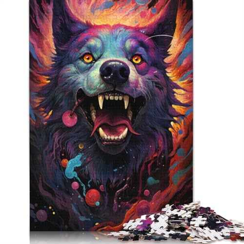 Puzzle für die Zukunft farbenfroher Psychedelischer Hund 1000 Teile Puzzle aus Holz für Erwachsene und die ganze Familie anspruchsvolles Spiel 1000 Teile (75 x 50 cm) von wuzihanptpt