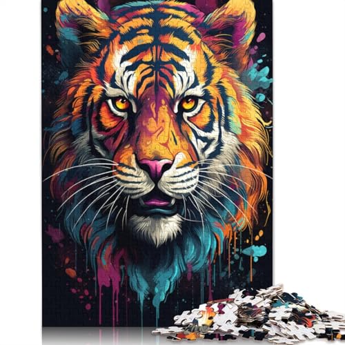 Puzzle für farbenfrohe künstlerische Tiger 1000-teiliges Puzzle aus Holz für Erwachsene und Kinder ab Jahren Unterhaltung 1000 Teile (75 x 50 cm) von wuzihanptpt