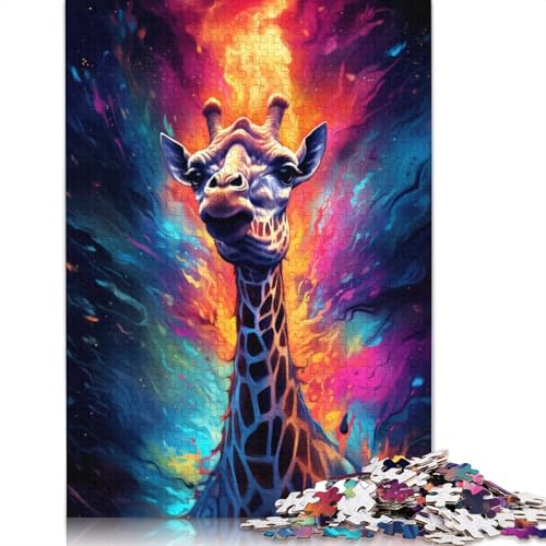 Puzzle für farbenfrohe psychedelische Giraffe 1000 Teile Puzzle aus Holz für Erwachsene und Kinder ab Jahren Lernspiel Herausforderungsspielzeug 1000 Teile (75 x 50 cm) von wuzihanptpt