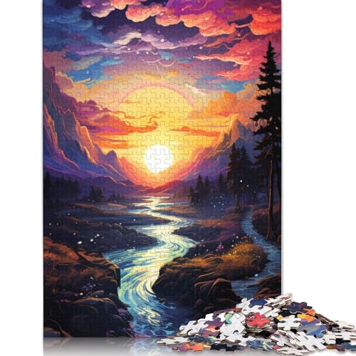 Puzzle für farbenfroher Psychedelischer Fantasie-Sonnenuntergang 1000-teiliges Puzzle für Holzpuzzle für und Kinder schwierige und schwere Puzzles für Frauen und Männer von wuzihanptpt