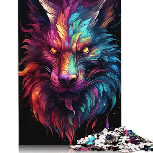 Puzzle mit 1000 Teilen „Die farbenfrohe Psychedelia von Star Wolf“ Puzzle für Erwachsene Holzpuzzle anspruchsvoll Aber unterhaltsam und humorvoll 1000 Teile (75 x 50 cm) von wuzihanptpt