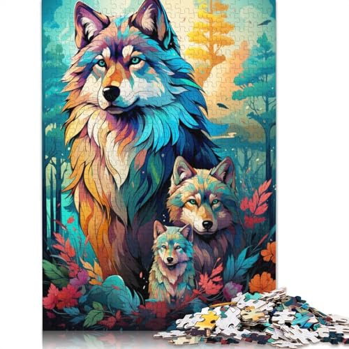 Puzzle mit 1000 Teilen „Die farbenfrohen Psychedelika der Soul Wolf-Familie“ Puzzle für Erwachsene Holzpuzzle Lernspiele Heimdekorationspuzzle. 1000 Teile (75 x 50 cm) von wuzihanptpt