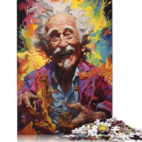 Puzzle mit 1000 Teilen „Glücklicher Alter Mann“ Puzzle für Erwachsene Holzpuzzle Familienpuzzlespiel 1000 Teile (75 x 50 cm) von wuzihanptpt